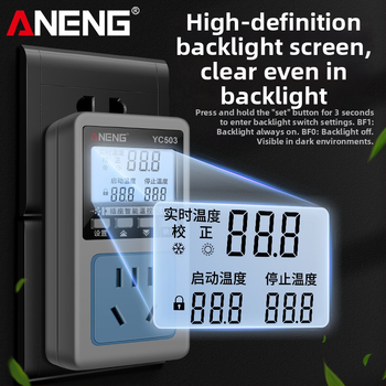 Inteligentný digitálny termostat s displejom pre chov plazov: elektronický regulátor teploty, montáž do zásuvky, automatické riadenie teploty