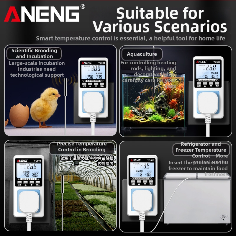 Inteligentný digitálny termostat s displejom pre chov plazov: elektronický regulátor teploty, montáž do zásuvky, automatické riadenie teploty