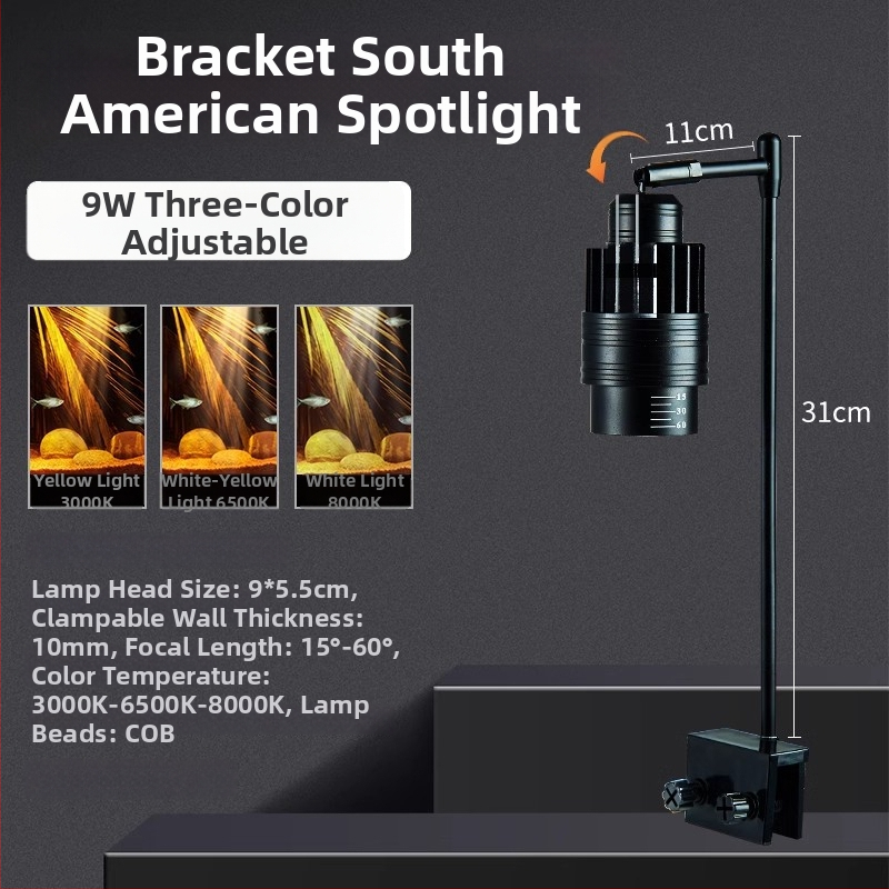 Akvarijná LED klip lampka s nastaviteľným zaostrením (Značka: yee; Výkon: 3W-50W; Hmotnosť: 600g; Materiál: PC s odolnosťou voči plameňom; Funkcia: Osvetlenie)