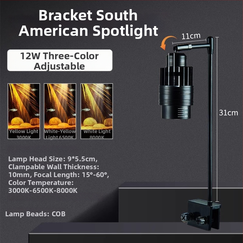 Akvarijná LED klip lampka s nastaviteľným zaostrením (Značka: yee; Výkon: 3W-50W; Hmotnosť: 600g; Materiál: PC s odolnosťou voči plameňom; Funkcia: Osvetlenie)