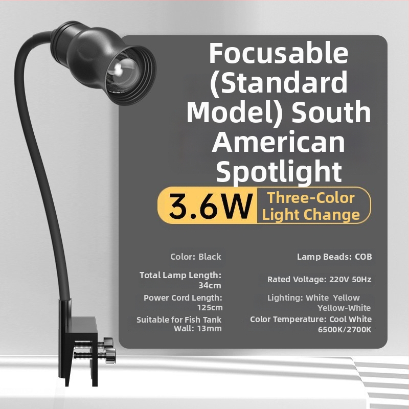 Akvarijná LED klip lampka s nastaviteľným zaostrením (Značka: yee; Výkon: 3W-50W; Hmotnosť: 600g; Materiál: PC s odolnosťou voči plameňom; Funkcia: Osvetlenie)