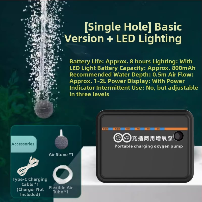 USB nešiojama deguonies siurblys su LED apšvietimu žvejybai (Nėra importuota · Kitas regionas · Per sienas eksportas: Taip)