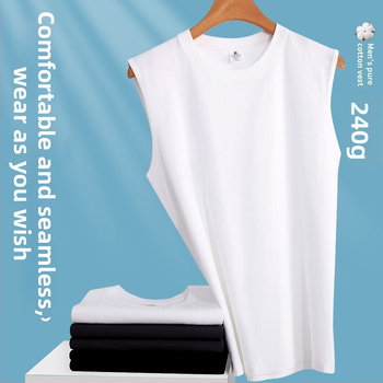 Japonského štýlu bezrukávová športová vesta z 100% bavlny, 240 g, voľný strih, pre mužov, leto