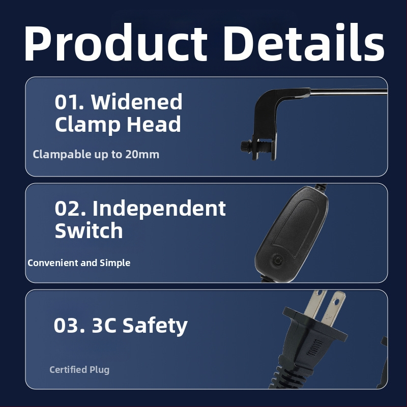 LED osvetlenie akvária s plným spektrom, klipsové, nastaviteľné, vodotesné, proti riasam, 12/19/30/45W