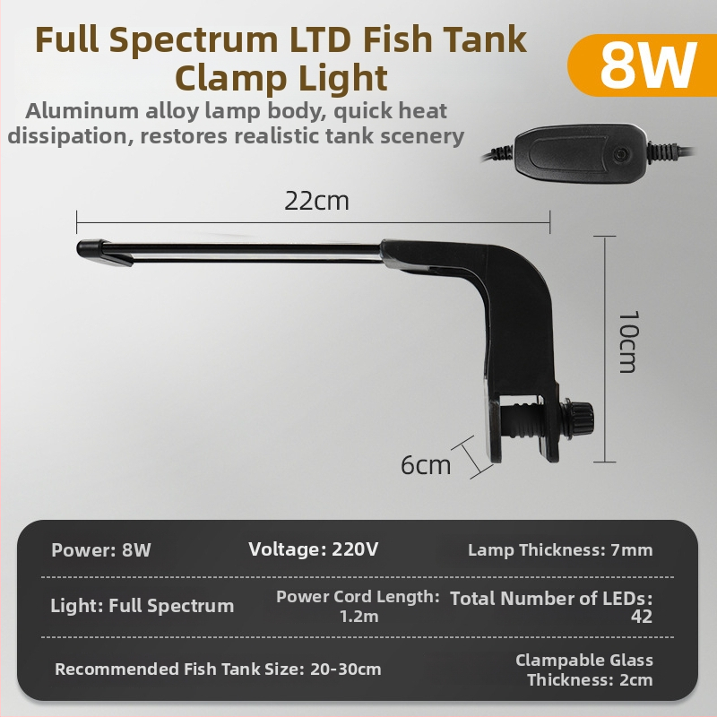 LED osvetlenie akvária s plným spektrom, klipsové, nastaviteľné, vodotesné, proti riasam, 12/19/30/45W