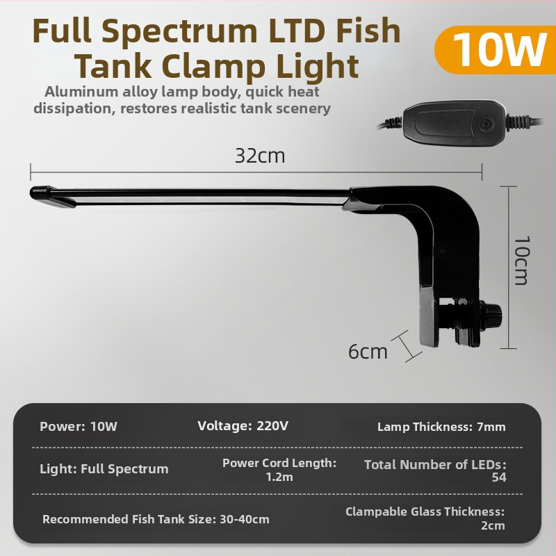 LED osvetlenie akvária s plným spektrom, klipsové, nastaviteľné, vodotesné, proti riasam, 12/19/30/45W