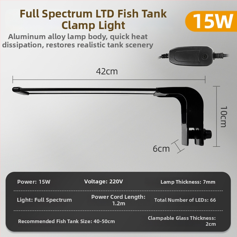 LED osvetlenie akvária s plným spektrom, klipsové, nastaviteľné, vodotesné, proti riasam, 12/19/30/45W