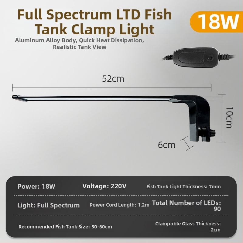 LED osvetlenie akvária s plným spektrom, klipsové, nastaviteľné, vodotesné, proti riasam, 12/19/30/45W
