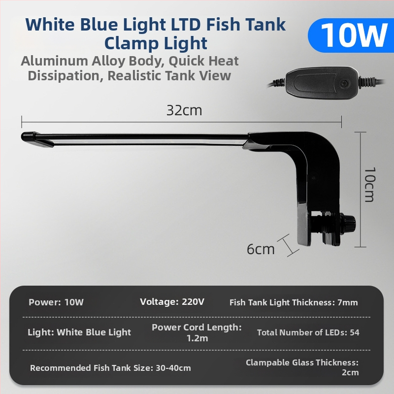 LED osvetlenie akvária s plným spektrom, klipsové, nastaviteľné, vodotesné, proti riasam, 12/19/30/45W