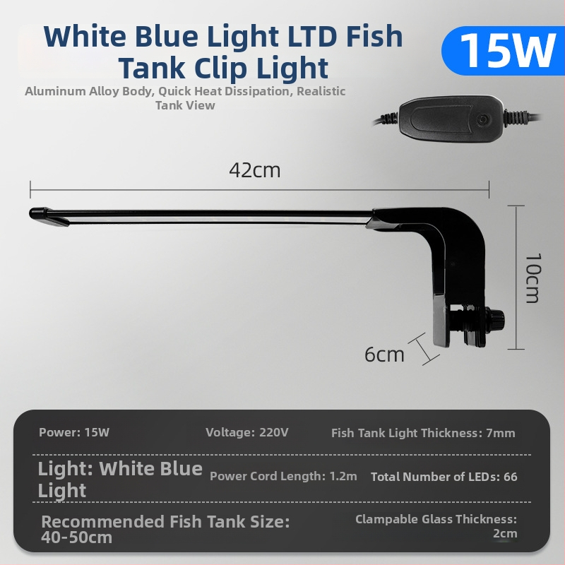 LED osvetlenie akvária s plným spektrom, klipsové, nastaviteľné, vodotesné, proti riasam, 12/19/30/45W