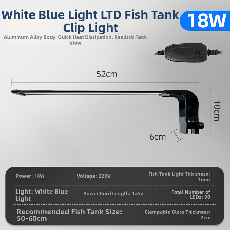 LED osvetlenie akvária s plným spektrom, klipsové, nastaviteľné, vodotesné, proti riasam, 12/19/30/45W
