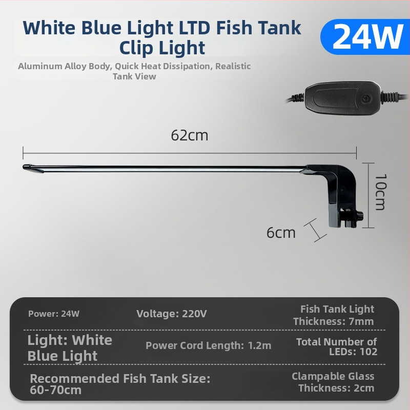 LED osvetlenie akvária s plným spektrom, klipsové, nastaviteľné, vodotesné, proti riasam, 12/19/30/45W