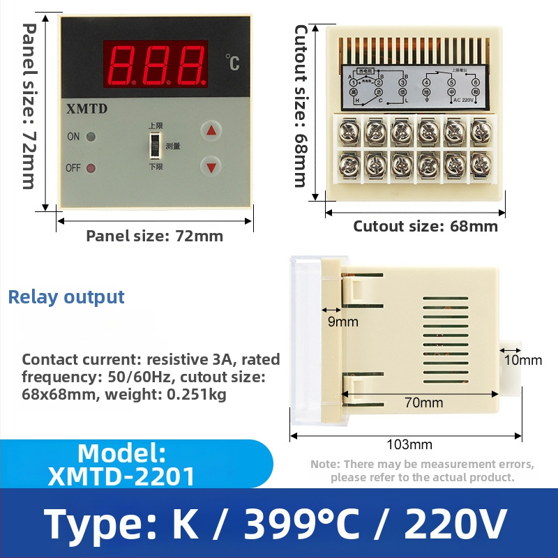Duálny digitálny regulátor teploty s displejom (XMTD2201/2202; pevná montáž; 220V)