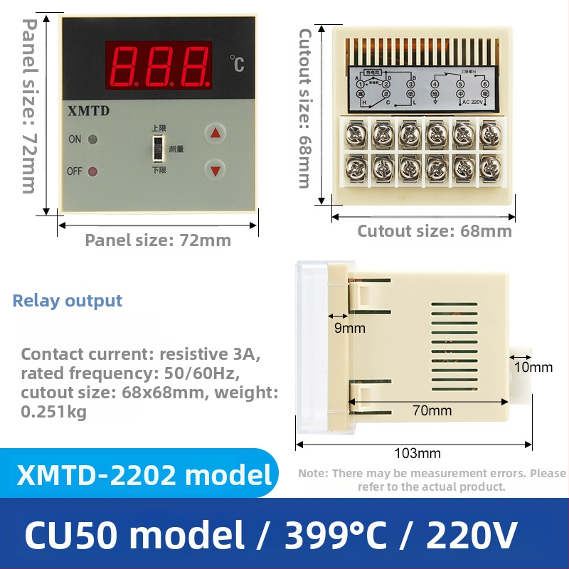 Duálny digitálny regulátor teploty s displejom (XMTD2201/2202; pevná montáž; 220V)