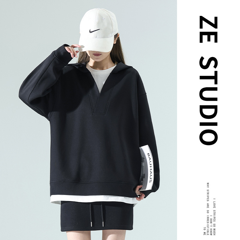 Súprava sukne a mikiny s V výstrihom, krátka sukňa, bavlna, raglánové rukávy, jar 2025, kórejský štýl