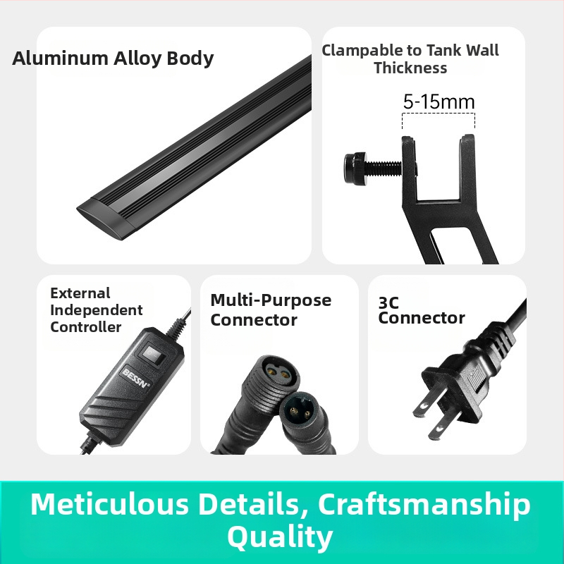 Akvarijné LED svetlo 2.0 s plným spektrom, vodeodolné, energeticky úsporné