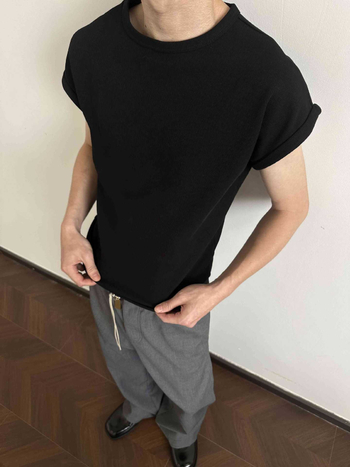 Pánska bezruková T-shirt vesta, voľný strih, bavlnená zmes, jednofarebná, letná verzia