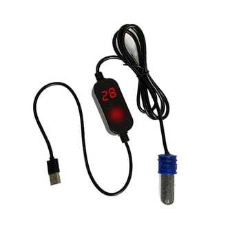 Mini USB fűtőkar kis akváriumokhoz és terráriumokhoz automata hőmérséklet-szabályozással (Anyag: NiCr vezeték; Teljesítmény: 10/15W; Tömeg: 89 g)