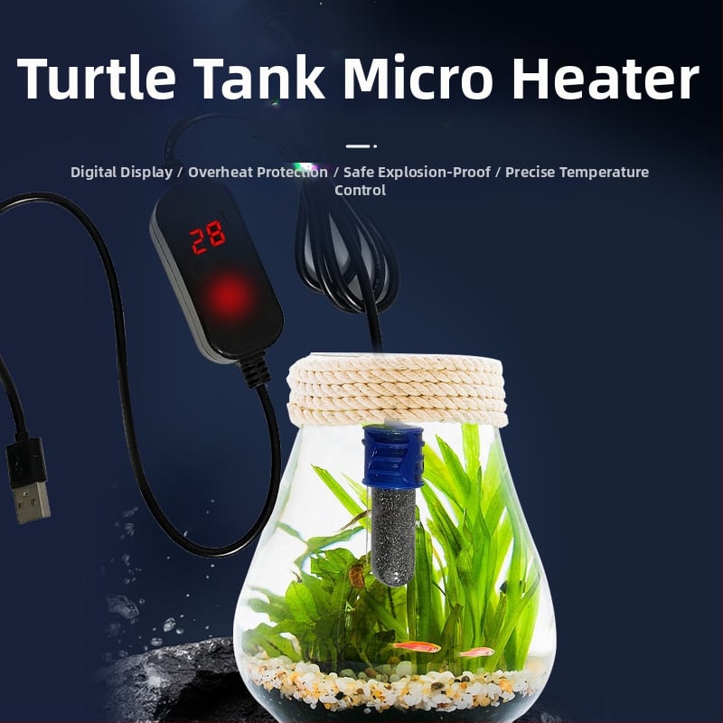 Mini USB fűtőkar kis akváriumokhoz és terráriumokhoz automata hőmérséklet-szabályozással (Anyag: NiCr vezeték; Teljesítmény: 10/15W; Tömeg: 89 g)