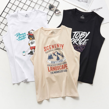 Bezruková vesta pre mužov zo 100% bavlny, voľný strih, kruhový výstrih, stredne hrubé tkanivo (161–180 g/m2) na leto