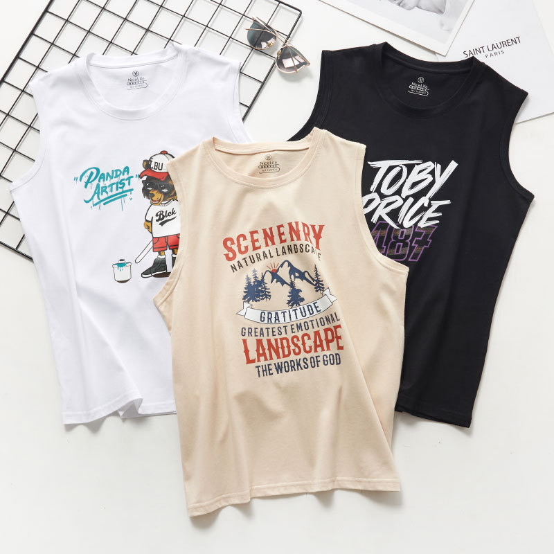 Bezruková vesta pre mužov zo 100% bavlny, voľný strih, kruhový výstrih, stredne hrubé tkanivo (161–180 g/m2) na leto