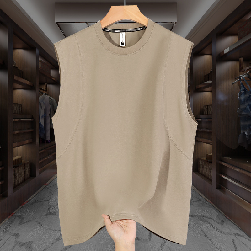 Voľný strih tielka bez rukávov z Ice cotton materiálu, jednofarebný, potlač loga