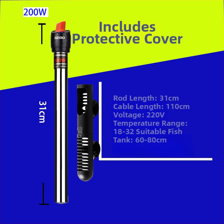 Songbao nerezová oceľová vykurovacia tyč pre akvárium, 400 g, model SB, automatická regulácia teploty