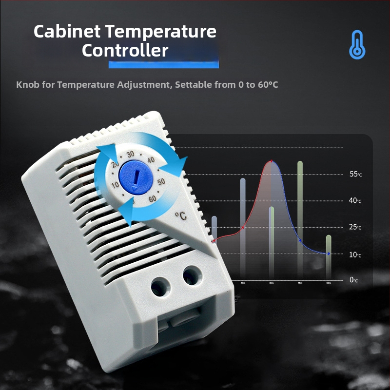 KLKTS011 Riadič teploty a vlhkosti s riadením ventilátora, mechanický spínač, montáž do skrinky (Teplota/Vlhkosť; Riadenie ventilátora; Mechanický spínač)