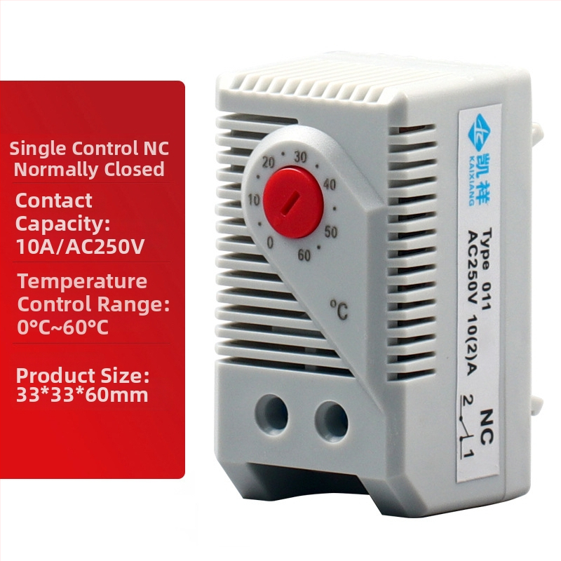 KLKTS011 Riadič teploty a vlhkosti s riadením ventilátora, mechanický spínač, montáž do skrinky (Teplota/Vlhkosť; Riadenie ventilátora; Mechanický spínač)