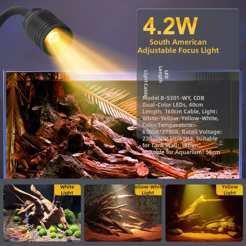 Akvarijná lampa s nastaviteľným zoomom, LED osvetlenie pre vodné rastliny, odolná voči striekajúcej vode, 4.2-16.8 W, 300-800 g, Berkule