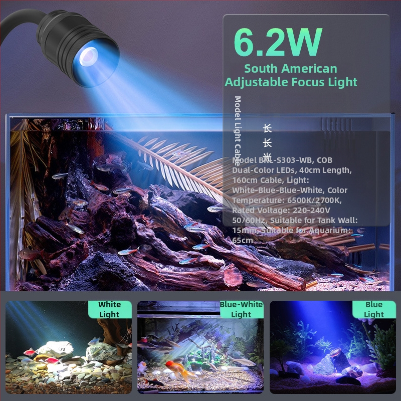 Akvarijná lampa s nastaviteľným zoomom, LED osvetlenie pre vodné rastliny, odolná voči striekajúcej vode, 4.2-16.8 W, 300-800 g, Berkule