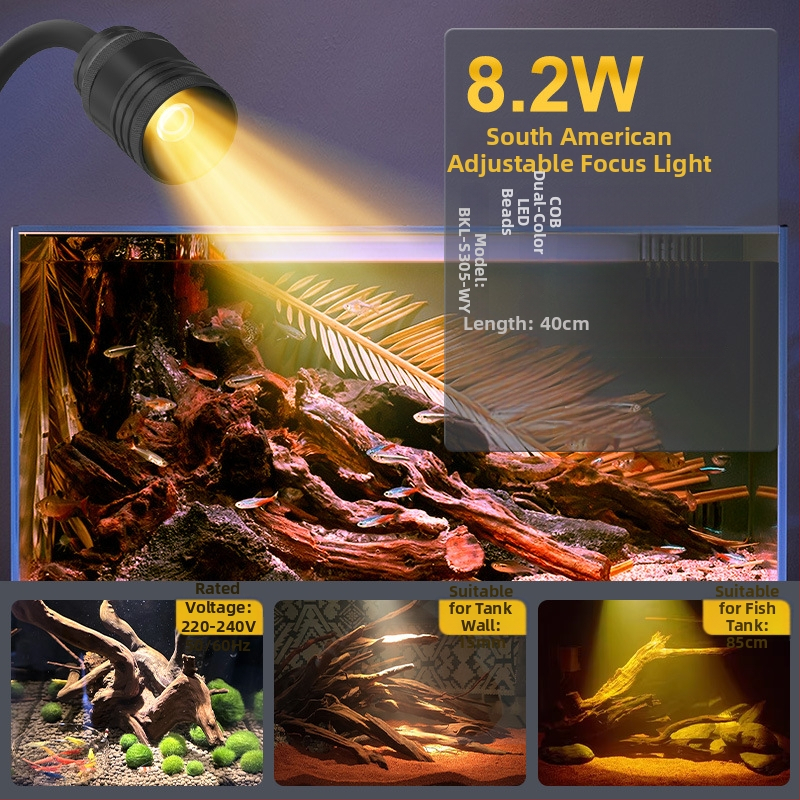 Akvarijná lampa s nastaviteľným zoomom, LED osvetlenie pre vodné rastliny, odolná voči striekajúcej vode, 4.2-16.8 W, 300-800 g, Berkule