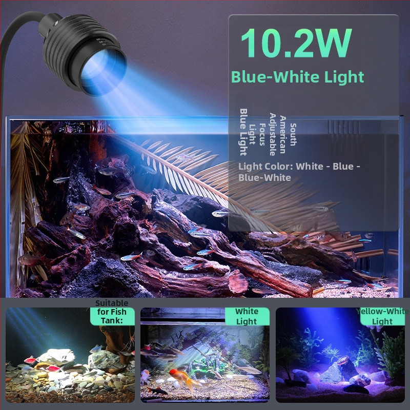 Akvarijná lampa s nastaviteľným zoomom, LED osvetlenie pre vodné rastliny, odolná voči striekajúcej vode, 4.2-16.8 W, 300-800 g, Berkule