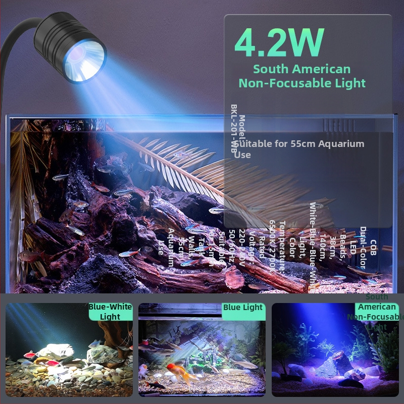 Akvarijná lampa s nastaviteľným zoomom, LED osvetlenie pre vodné rastliny, odolná voči striekajúcej vode, 4.2-16.8 W, 300-800 g, Berkule