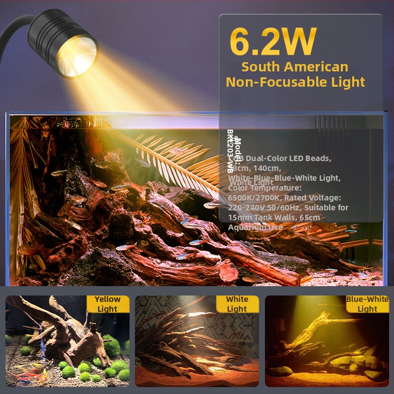 Akvarijná lampa s nastaviteľným zoomom, LED osvetlenie pre vodné rastliny, odolná voči striekajúcej vode, 4.2-16.8 W, 300-800 g, Berkule