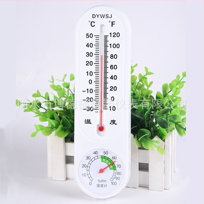Nástenný vlhkomer a teplomer - vnútorná/vonkajšia teplota, DYWSJ, bez batérie, pre výučbu, chov a výsadbu