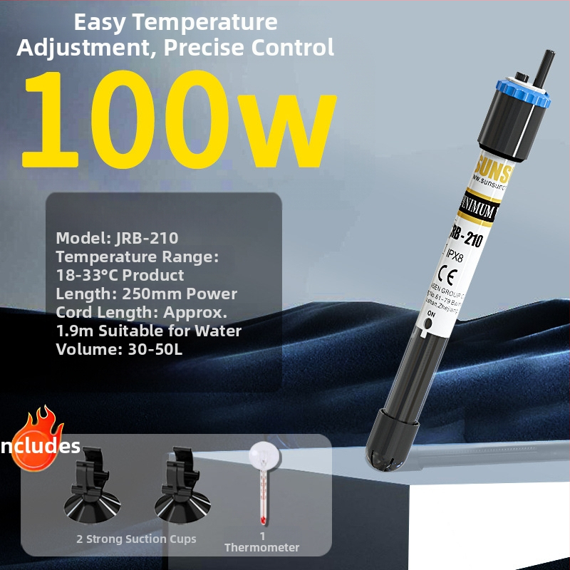 Ohrievač do akvária, trubica zo kvarcového skla, séria JRB, značka Jialu, výkon 50–500 W