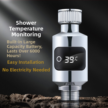 Vodný teplomer na kúpanie dieťaťa a detskú sprchu — Sprchový teplomér; Meranie teploty vody na kohútiku; Vizual LED displej