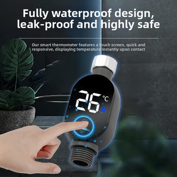 Vodný teplomer na kúpanie dieťaťa a detskú sprchu — Sprchový teplomér; Meranie teploty vody na kohútiku; Vizual LED displej