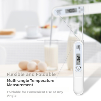 Vysoko presný skladací teplomer na potraviny s vyklápacou sondou – pre olej, kúpeľovú vodu pre dieťa, dojčenské mlieko a domáce pečenie; teplotný rozsah -50°C až 300°C