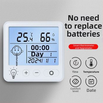 Vnútorný teplomer s digitálnym displejom na meranie teploty a vlhkosti, nástenné prevedenie, kompaktné hodiny s budíkom