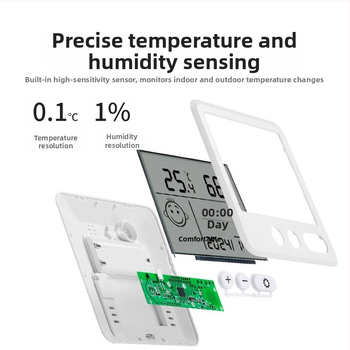 Vnútorný teplomer s digitálnym displejom na meranie teploty a vlhkosti, nástenné prevedenie, kompaktné hodiny s budíkom