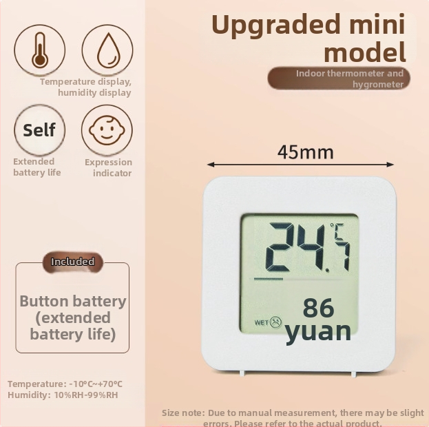 Vnútorný teplomer s digitálnym displejom na meranie teploty a vlhkosti, nástenné prevedenie, kompaktné hodiny s budíkom