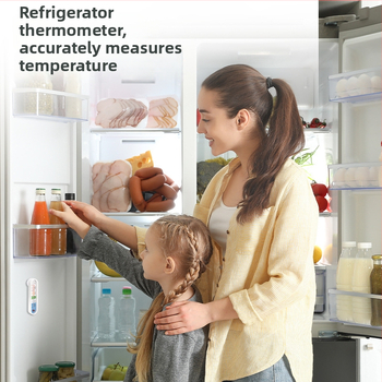 Deli vlhkomer pre chladničku/mrazničku s integrovaným teplomerom, určený pre lekárenské chladiace skladovanie a skrinky na vzorky