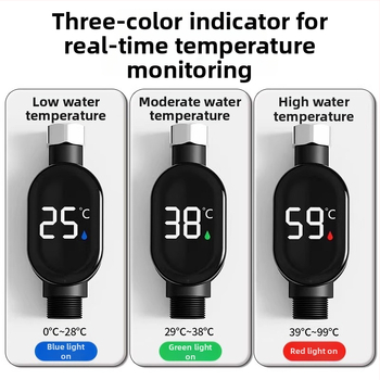 Sprchový teploměr s LED displejom, inteligentným dotykovým displejom, digitálne zobrazenie teploty, 1-stupňové rozlíšenie, možnosť prispôsobenia