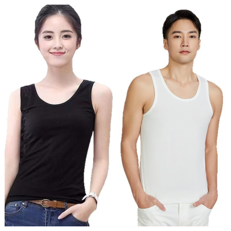 Unisex bavlnené tielko bez rukávov, priedušné a vlhkosť odvádzajúce, okrúhly výstrih, 95% bavlna 5% elastan, stredná hmotnosť látky 141–160 g/m2, leto/jar, všestranné