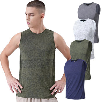 Pánske bez rukávov tank top, rýchloschnúci, 90% polyester + 10% elastán, priedušný, voľný strih