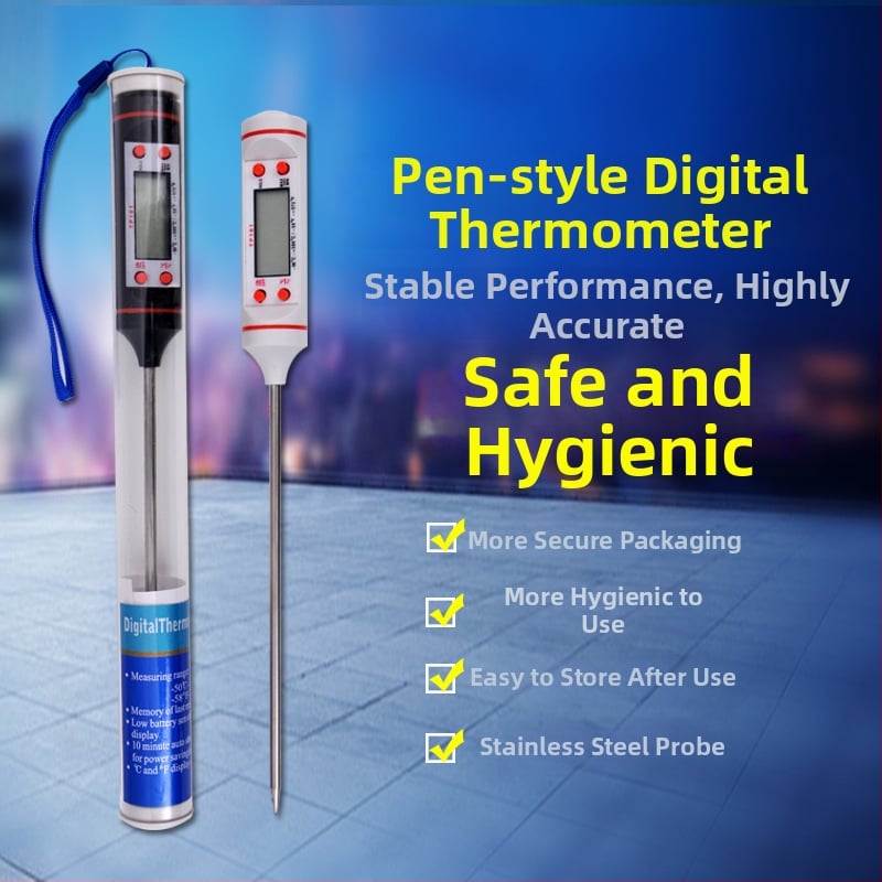 Potravinársky teplomer s digitálnym displejom, rozlíšenie 0,1°C, prispôsobiteľná sonda, Chef Ji Qixiu