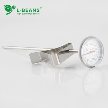 L-BEANS Zavesiteľný kávový teplomer s ukazovateľom na disku, rozsah -10°C až 110°C, pôvod Guangdong, balenie 100 kusov, licencovaná súkromná značka