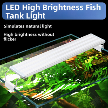 Akvarijné LED svetlo - vysoký jas, vodeodolné, plné spektrum, svetlo pre vodné rastliny, teleskopický stojan, ochrana očí